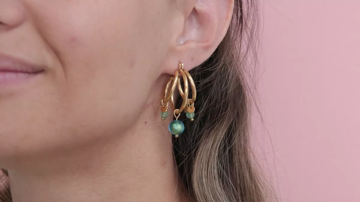 Criollas con perlas de Murano y Aventurina Criollas con perlas de Murano y Aventurina