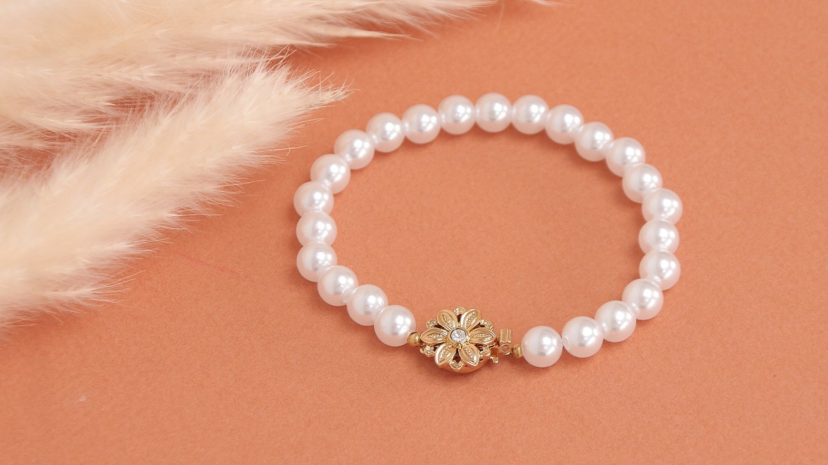 Esquema Pulsera de Cuentas con cierre de flor vintage