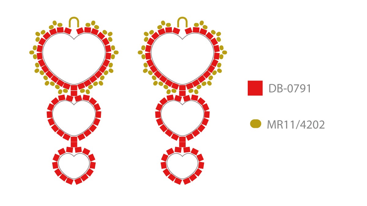 Esquema Pendientes corazón Miyuki en Brick Stitch