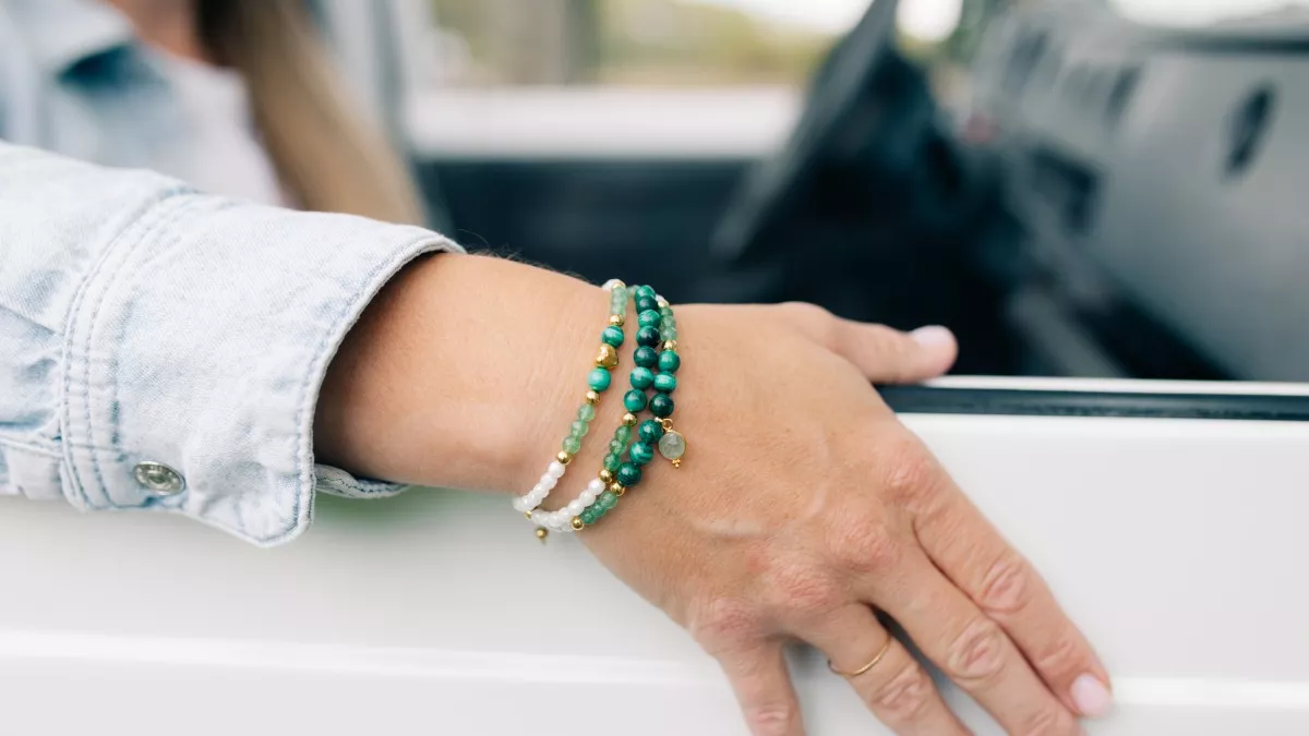 Esquema Pulsera de malaquita y aventurina con nudo corredizo