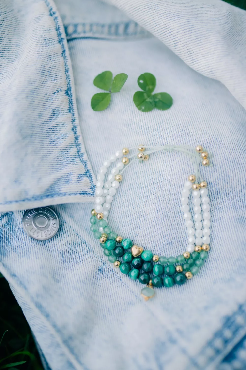 Esquema Pulsera de malaquita y aventurina con nudo corredizo