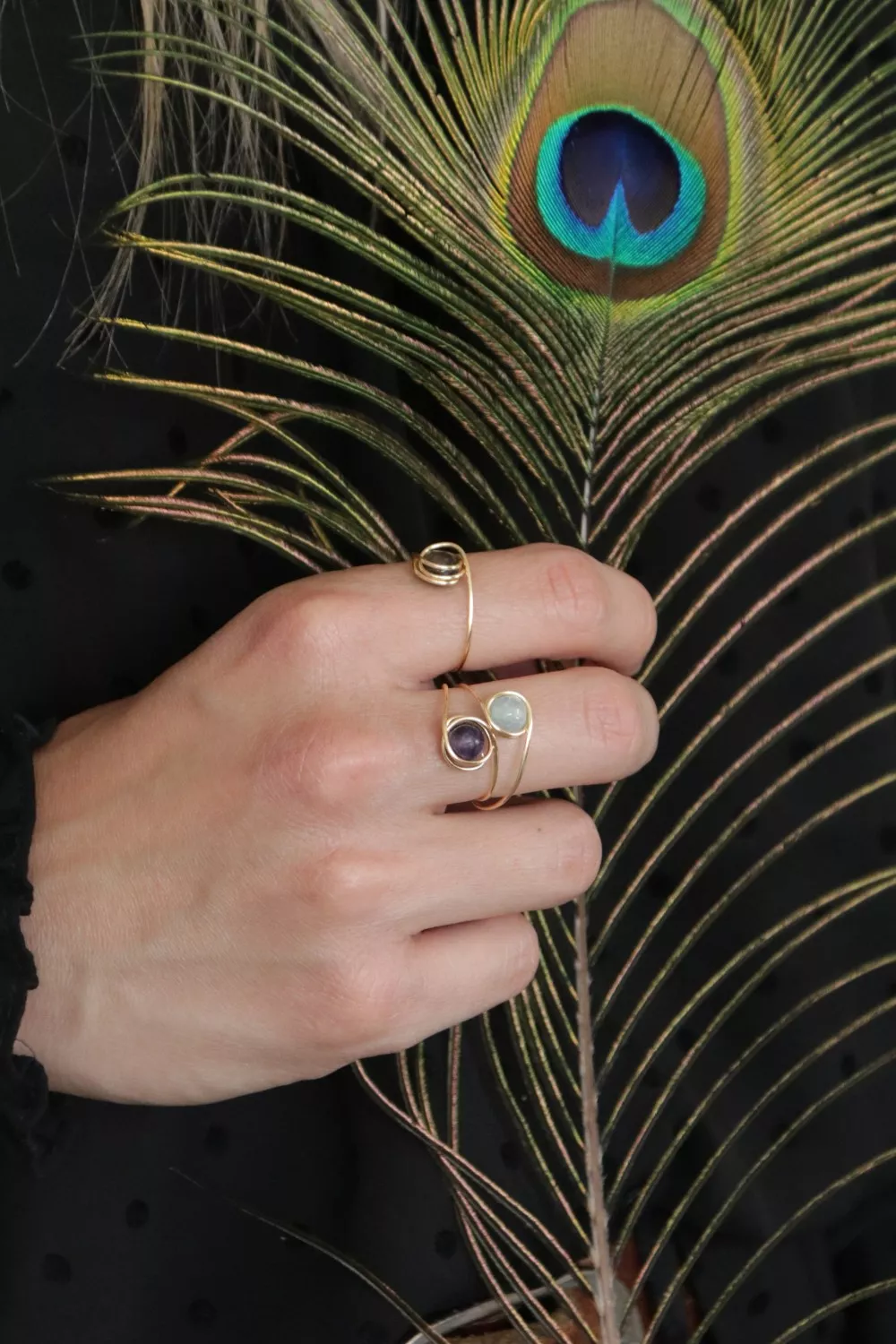 Esquema Anillo de alambre de metal aguamarina Esquema Anillo de alambre de metal aguamarina