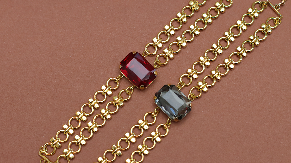 Pulsera vintage de eslabones dobles con Engaste de cristal Aurora : Paso 12