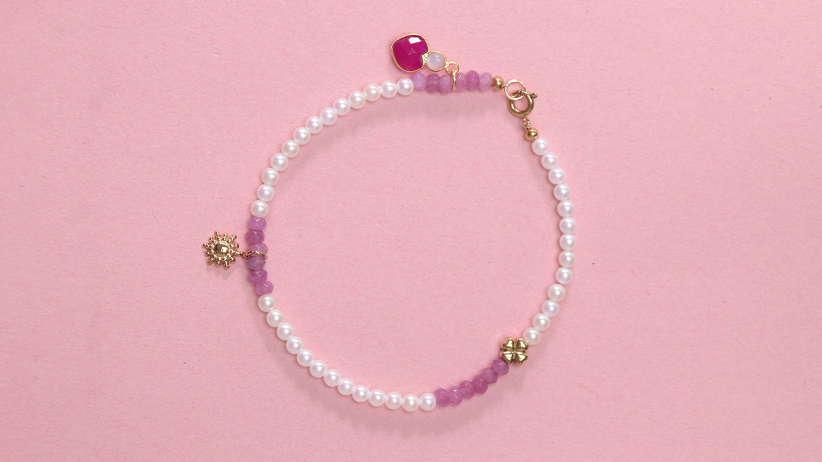 Tobillera de vacaciones en perlas nacaradas : Paso 2 Tobillera de vacaciones en perlas nacaradas : Paso 2