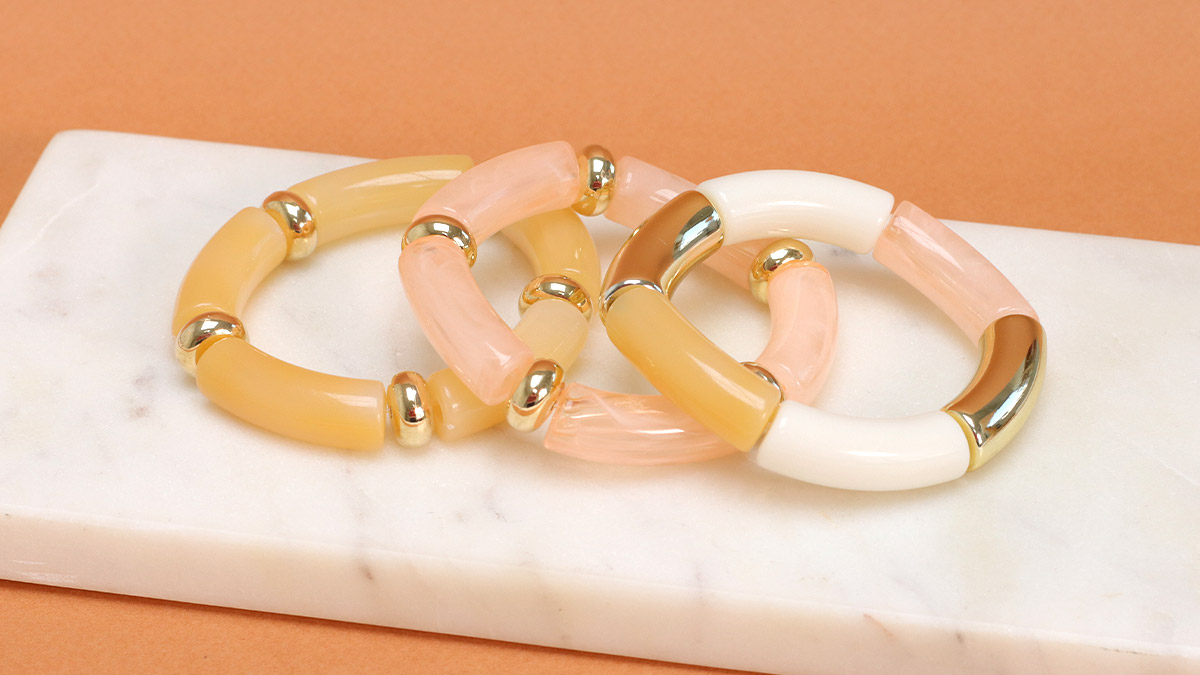 Esquema Pulseras elásticas Tubos de cuentas de acrílico y madera