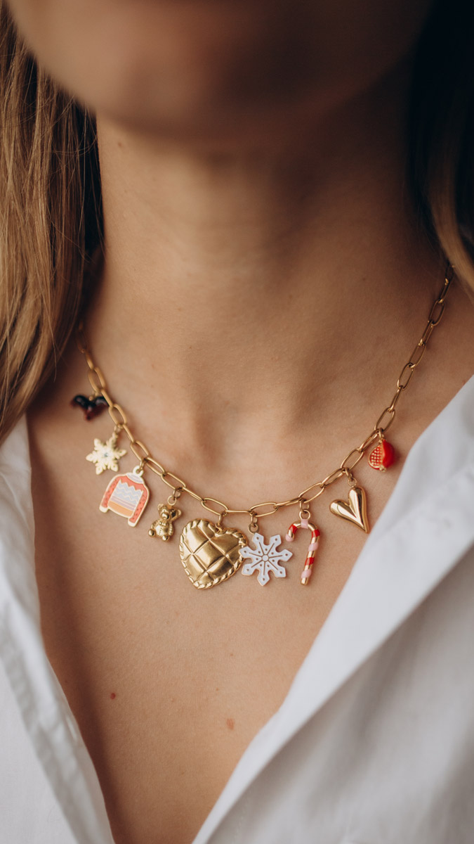 Esquema Charms Acero inoxidable Collar de invierno