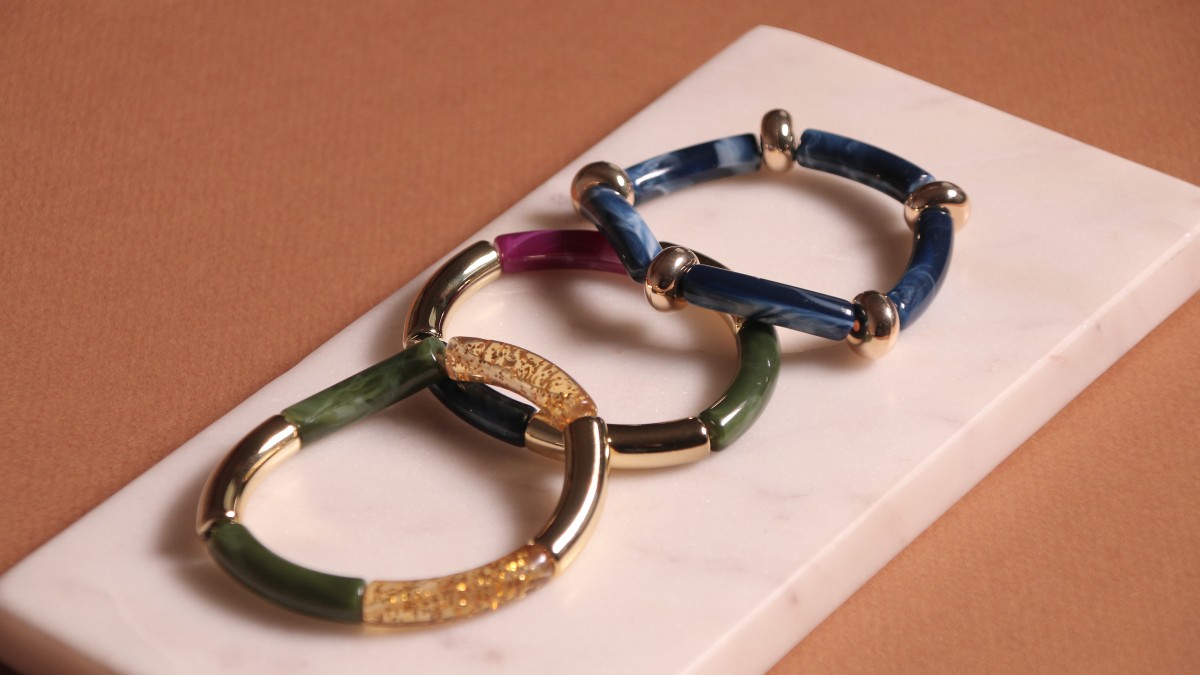 Esquema Pulseras elásticas con Cuentas de tubo de invierno Esquema Pulseras elásticas con Cuentas de tubo de invierno