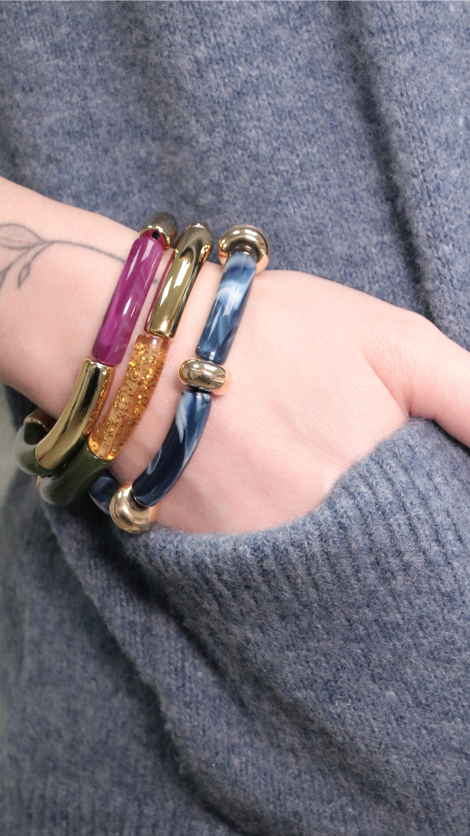 Esquema Pulseras elásticas con Cuentas de tubo de invierno Esquema Pulseras elásticas con Cuentas de tubo de invierno