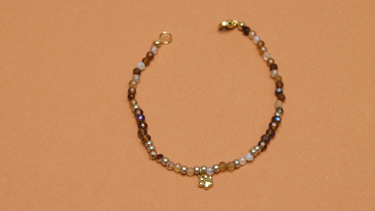 Pulseras marrones con piedras naturales y perlas facetadas : Paso 8