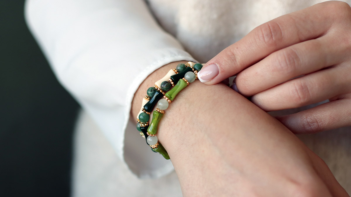 Pulsera De Cuentas De Piedra Luna,Ópalo Etiopía Y Plata - México