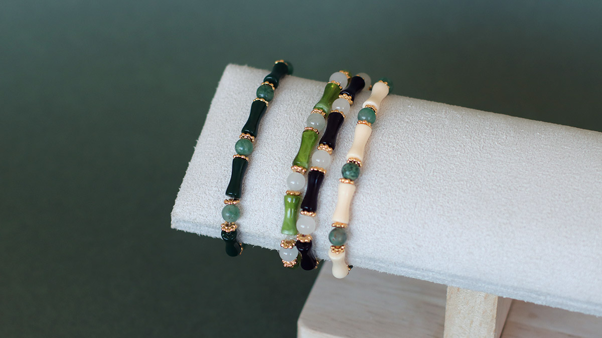 Esquema Pulseras elásticas de cuentas tubo verde