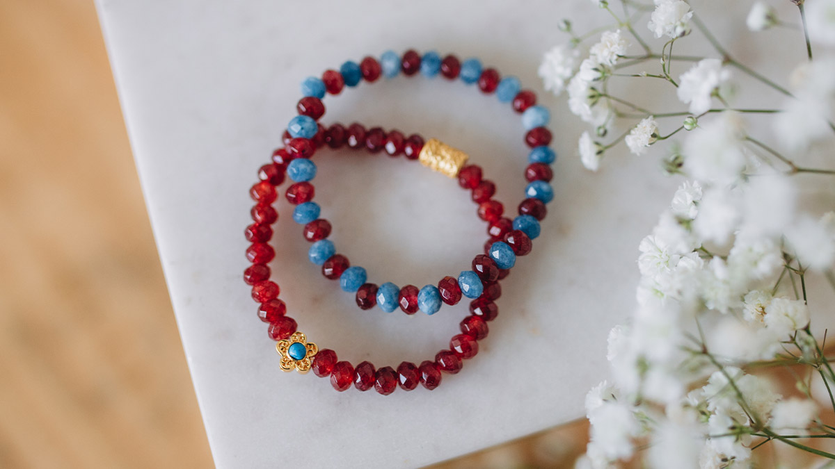 Esquema Pulseras elásticas de piedras naturales de inspiración india