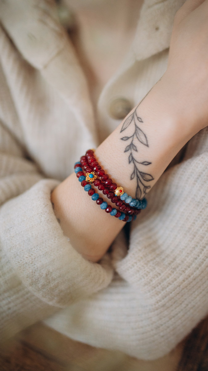 Pulseras elásticas de piedras naturales de inspiración india