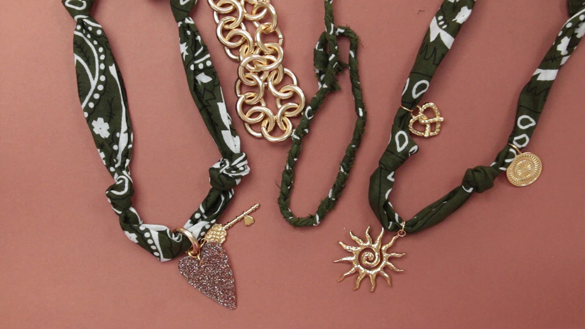 Esquema Collar bandana para mujer con colgante sol