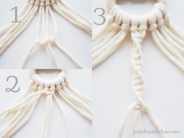 Espejo colgante DIY con macramé y cuentas de madera de moda : Paso 4