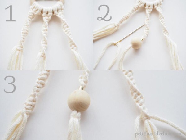Espejo colgante DIY con macramé y cuentas de madera de moda : Paso 6