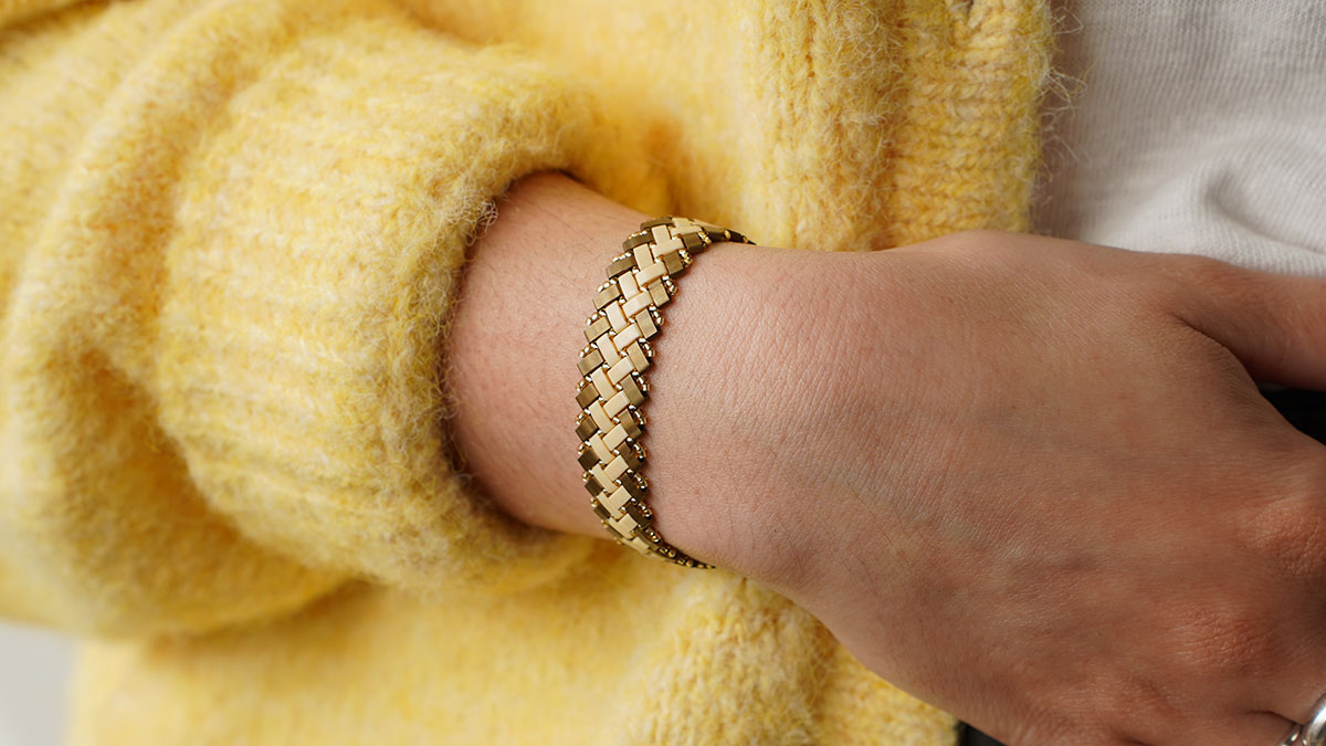 Pulsera Miyuki media tila 2 cuentas chevron