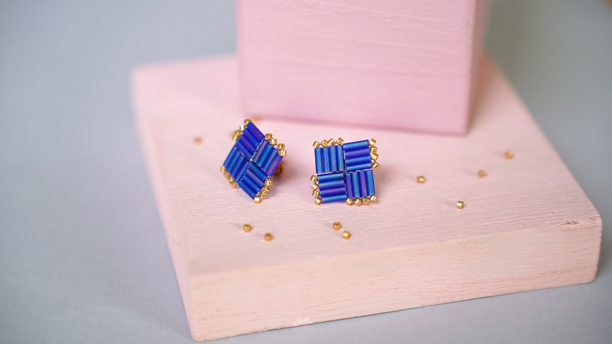 Esquema Pendientes de perlas Miyuki Bugles