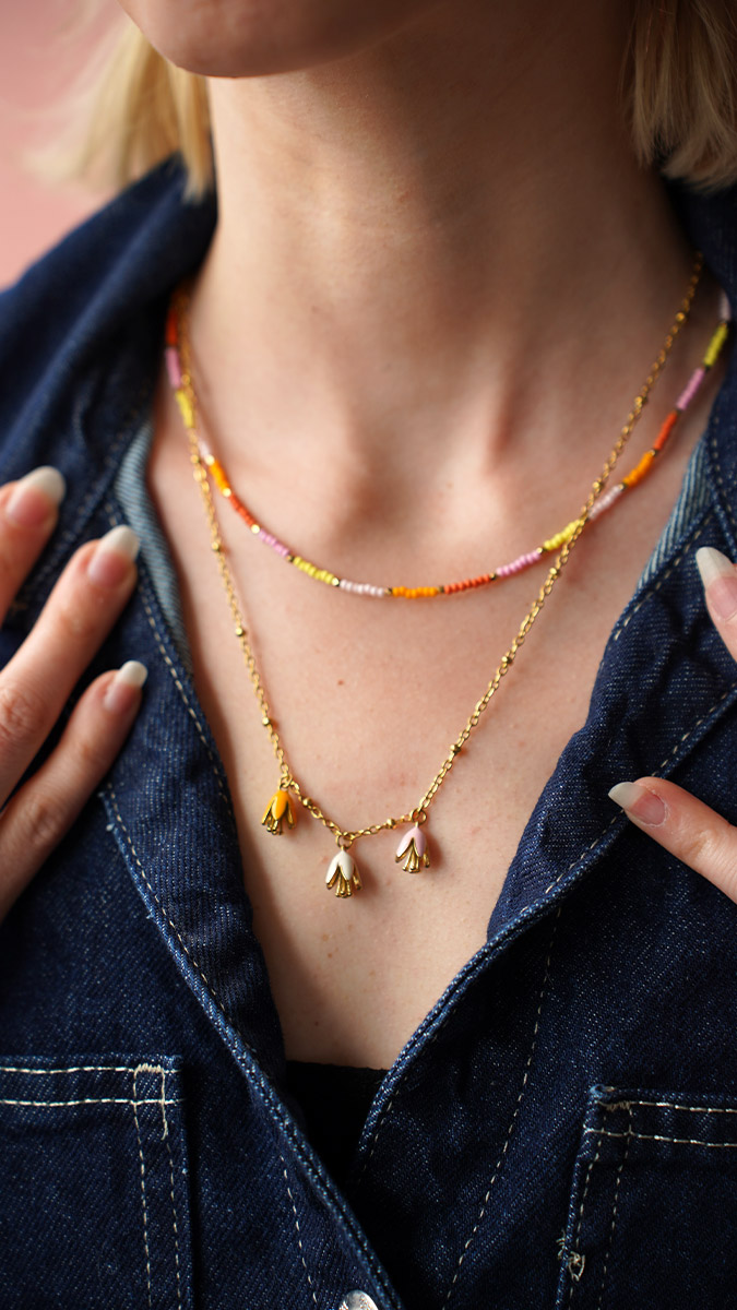 Esquema Collar de cuentas de rocalla multicolor