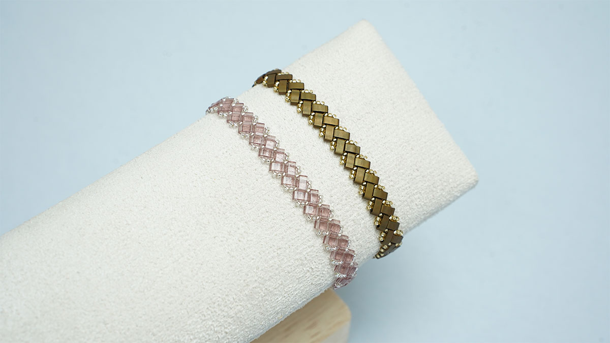 1 pulsera chevron con cuentas Miyuki Half Tila