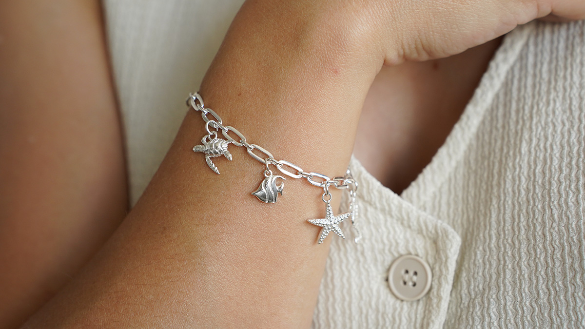 Plata 925 Plateado Marine Charms Bracelet