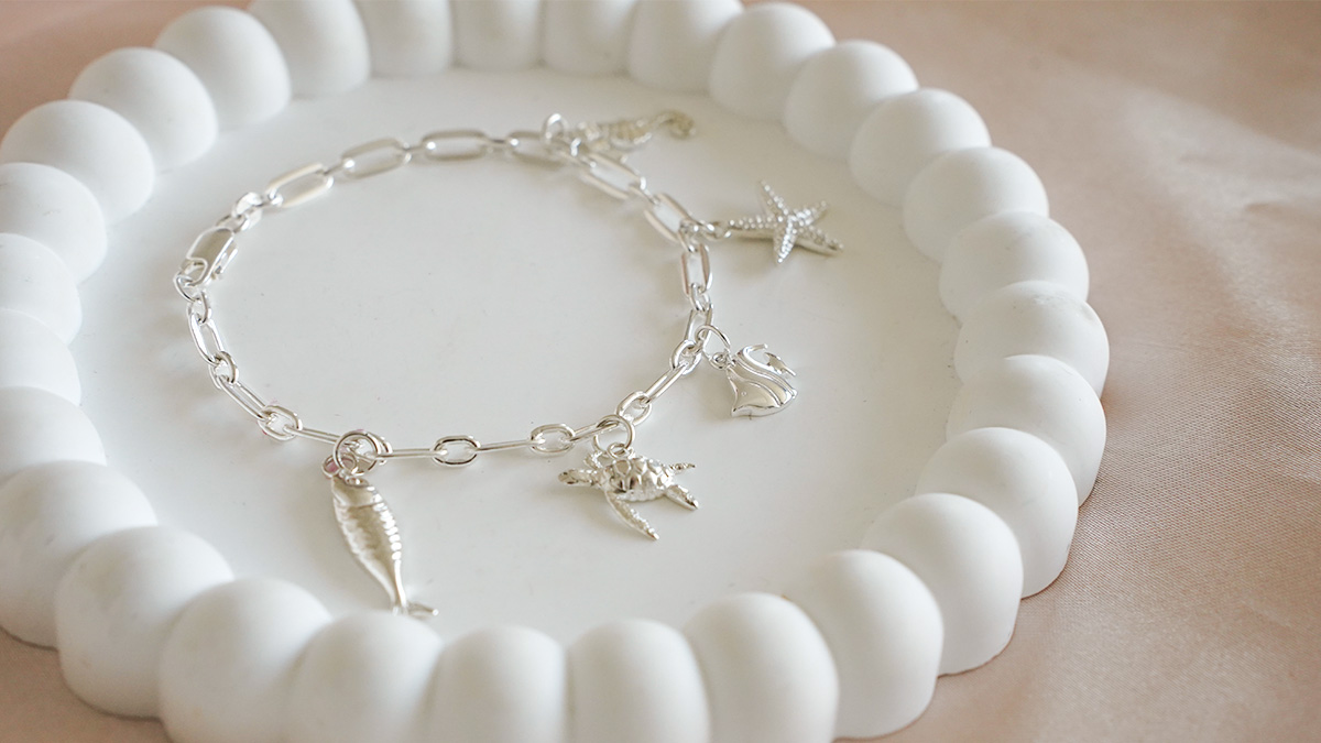 Esquema Plata 925 Plateado Marine Charms Bracelet