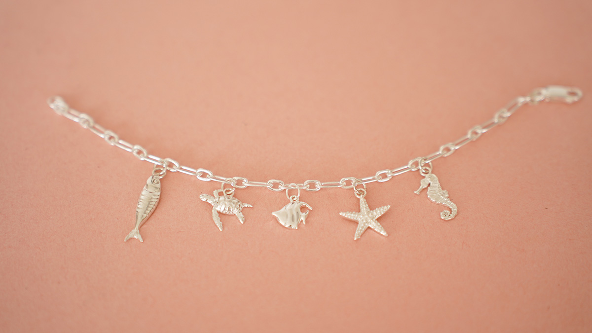 Plata 925 Plateado Marine Charms Bracelet : Paso 3