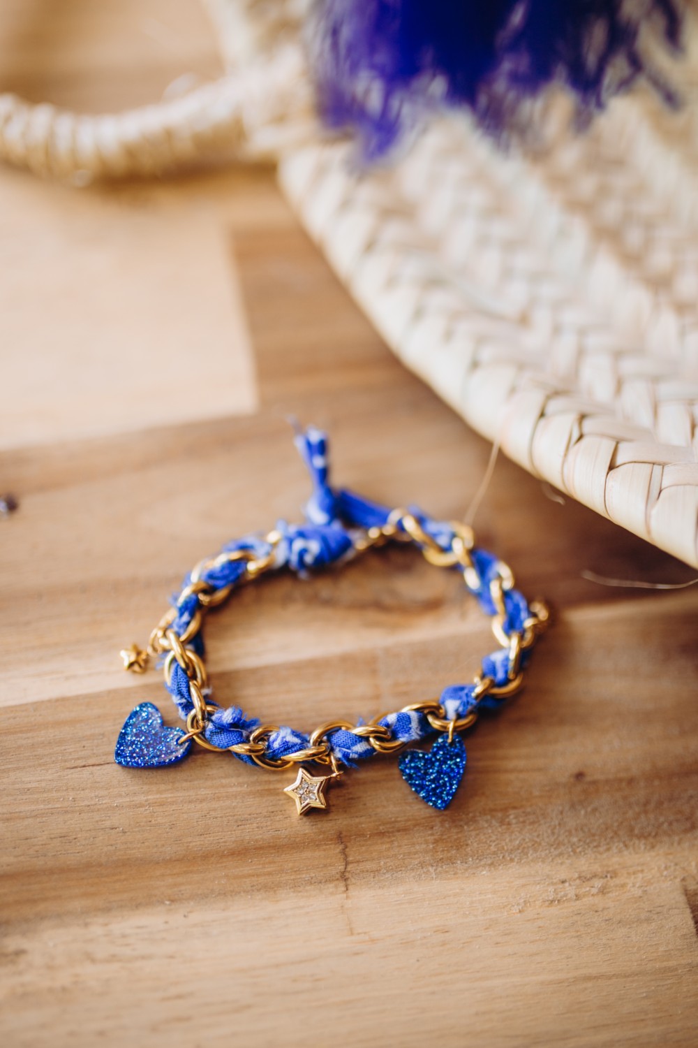 Esquema Pulsera de cadena y bandana azul Esquema Pulsera de cadena y bandana azul