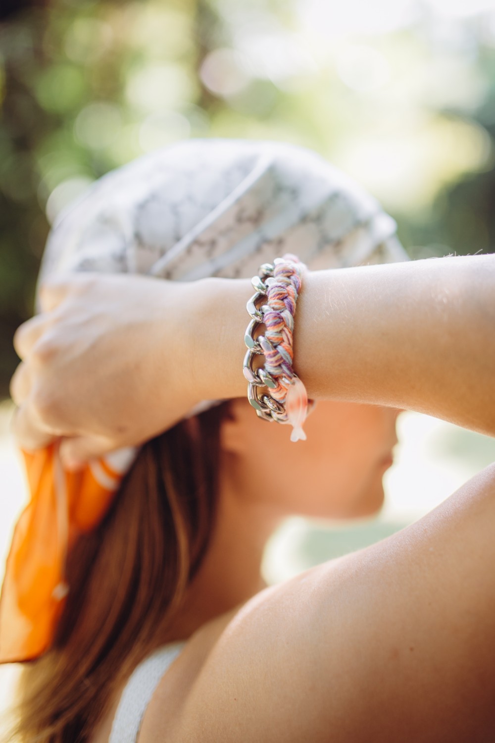 Esquema Pulsera de acero inoxidable e hilo de algodón pastel trenzado Esquema Pulsera de acero inoxidable e hilo de algodón pastel trenzado