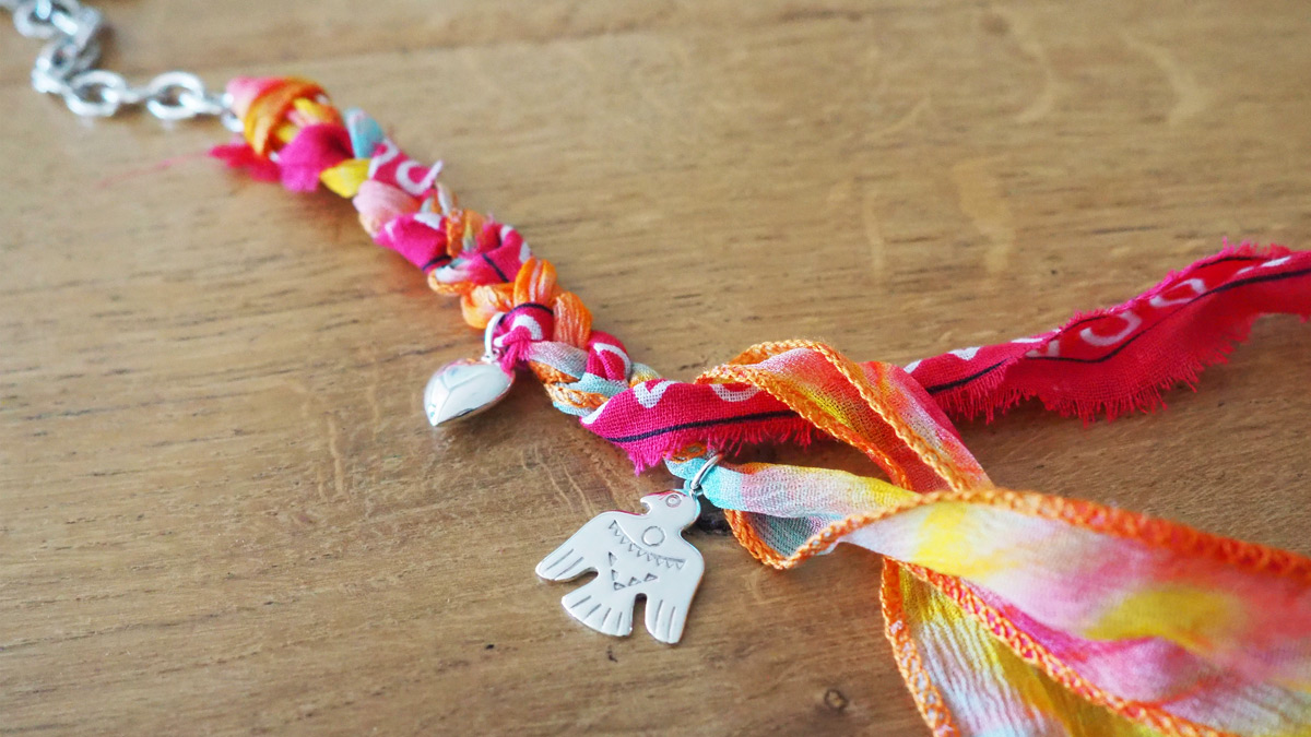 Collar trenzado con palmera amatista y Dije de Plata 925 : Paso 4