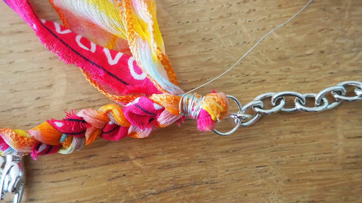 Collar trenzado con palmera amatista y Dije de Plata 925 : Paso 6