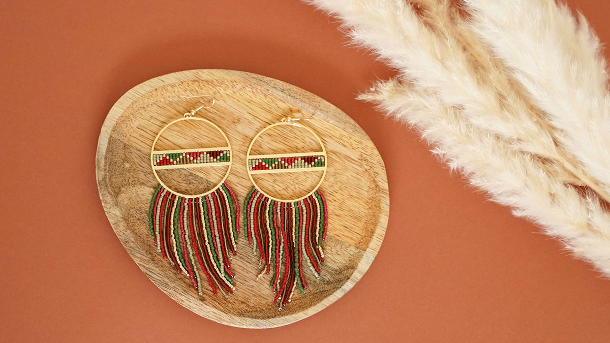 Pendientes con flecos de perlas Miyuki Delica