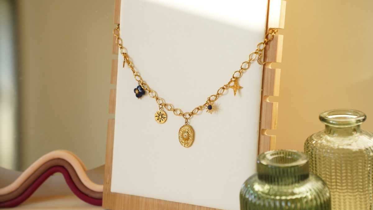 My DIY Jewellery - Kit de joyería Collar Charms Astres en acero inoxidable Dorado