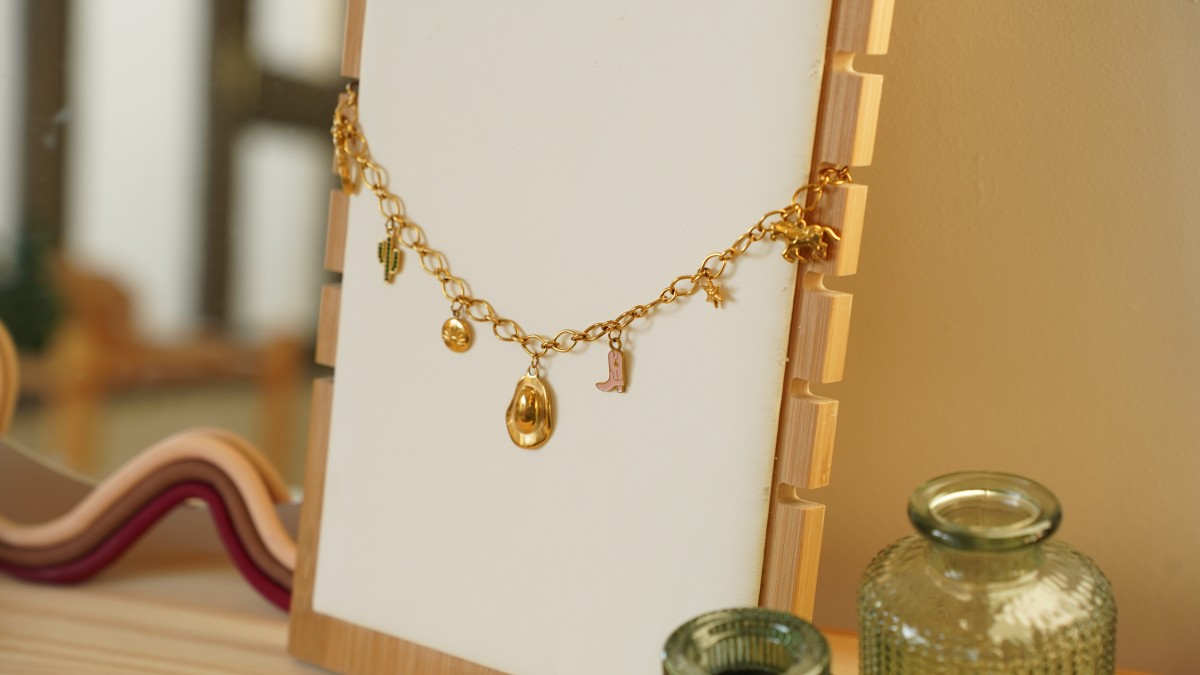 My DIY Jewellery - Kit de joyería Collar de colgantes occidentales en acero inoxidable chapado en oro