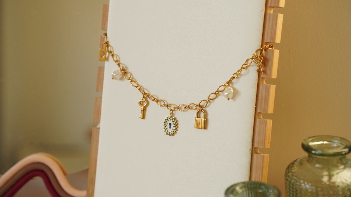 Esquema My DIY Jewellery - Kit de joyería Collar abalorios Llaves Acero Inoxidable Dorado Esquema My DIY Jewellery - Kit de joyería Collar abalorios Llaves Acero Inoxidable Dorado