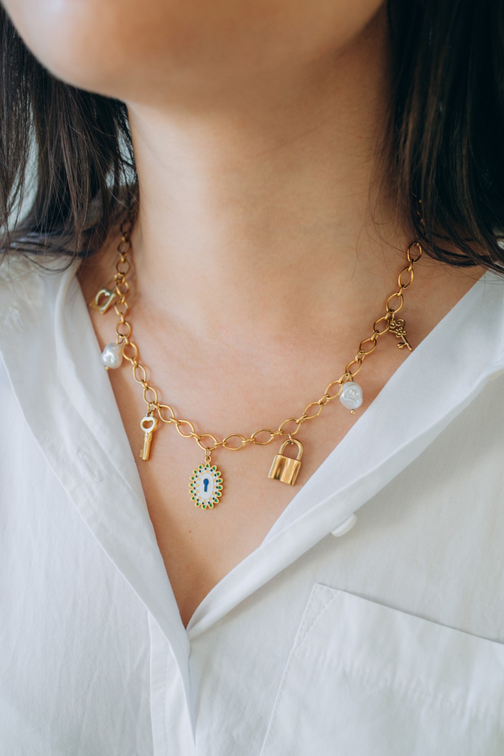 Esquema My DIY Jewellery - Kit de joyería Collar abalorios Llaves Acero Inoxidable Dorado Esquema My DIY Jewellery - Kit de joyería Collar abalorios Llaves Acero Inoxidable Dorado