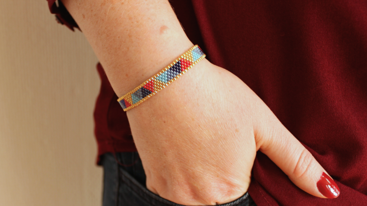Bracelet triangle avec perles Miyuki 11/0 en peyote pair Bracelet triangle avec perles Miyuki 11/0 en peyote pair