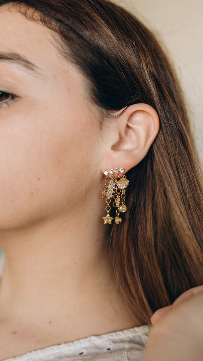 Pendientes colgantes con charms de acero inoxidable