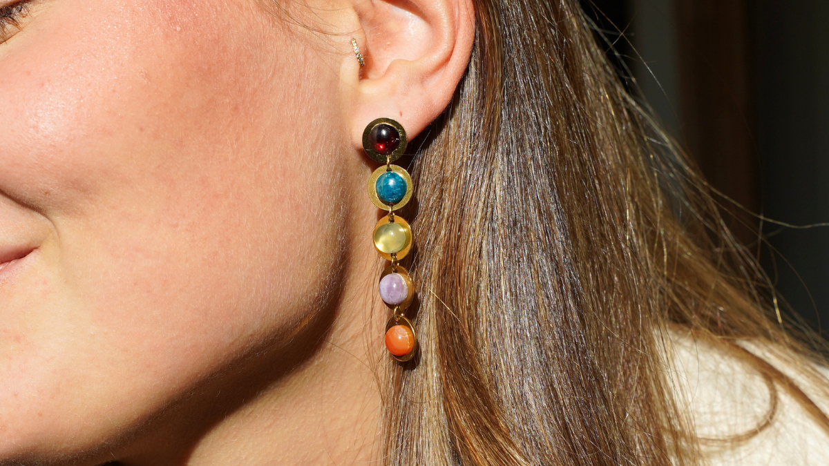 Esquema Pendientes colgantes de piedras preciosas