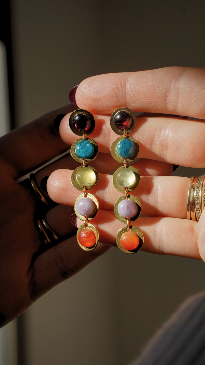 Pendientes colgantes de piedras preciosas