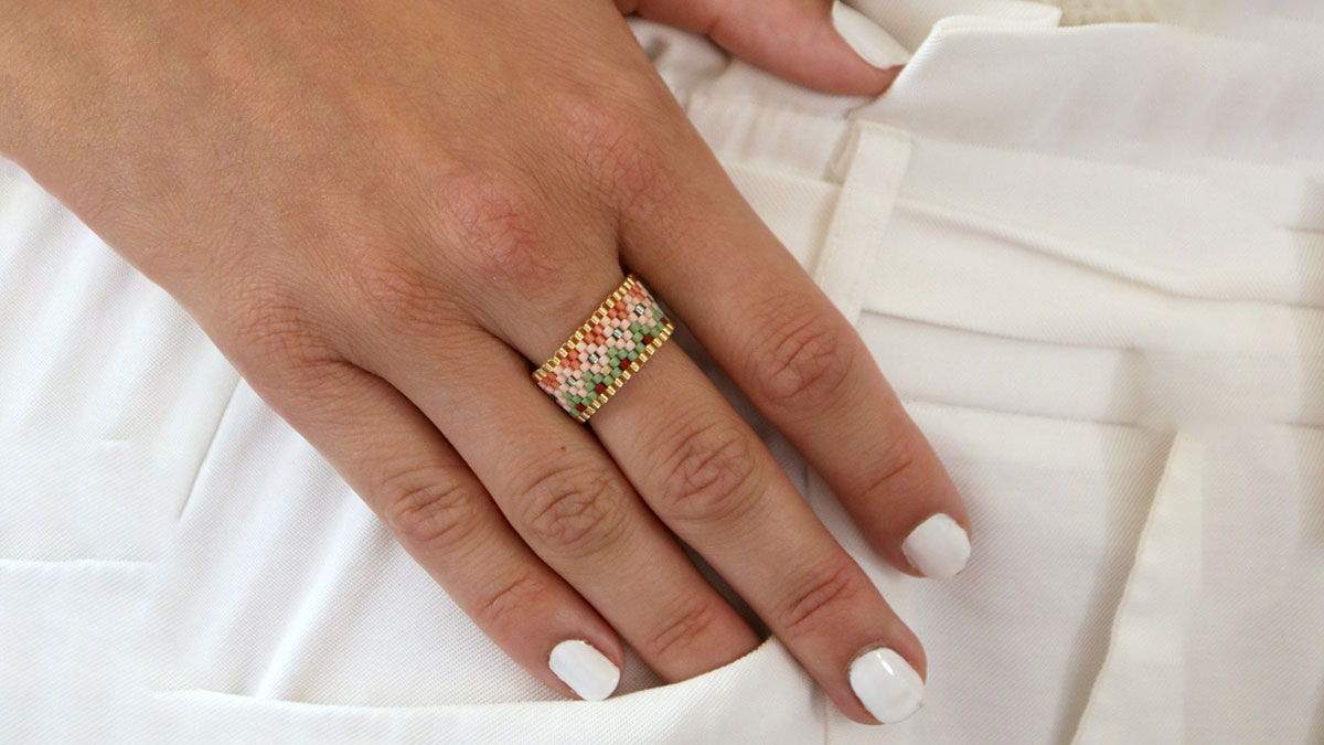 Esquema Peyote Anillo en pareja con Miyuki 11/0