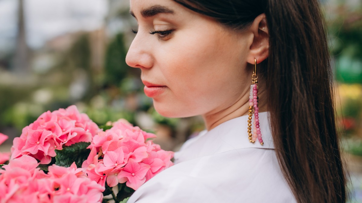 Boucles d'oreilles pendantes en pierre gemme