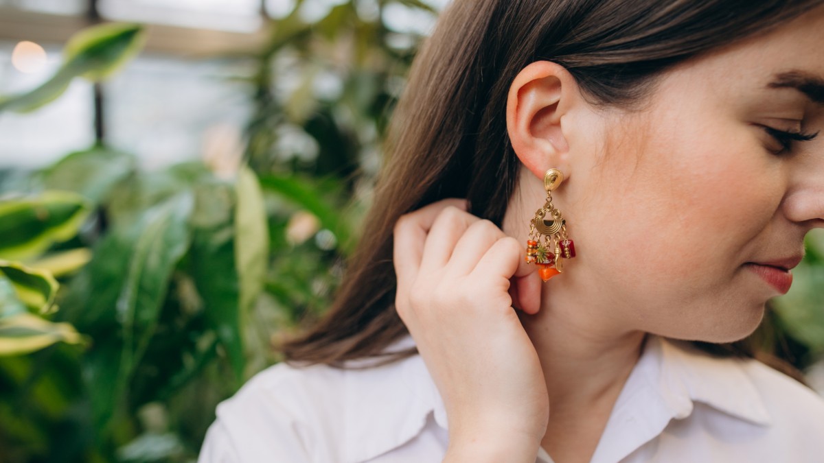 Pendientes de acero inoxidable con colgantes de piedra natural