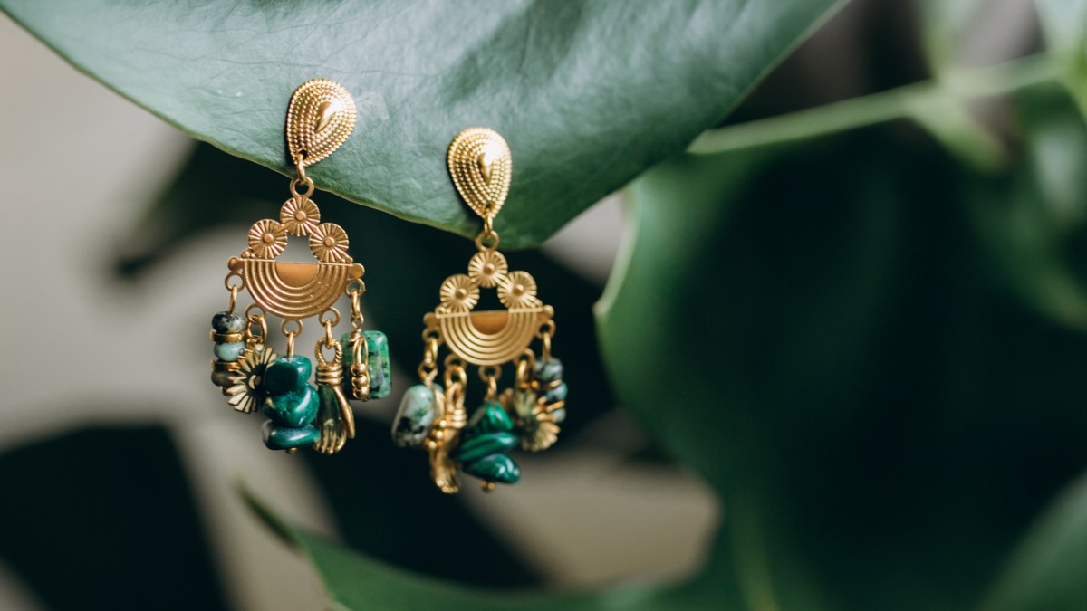 Esquema Pendientes de acero inoxidable con colgantes de piedra natural