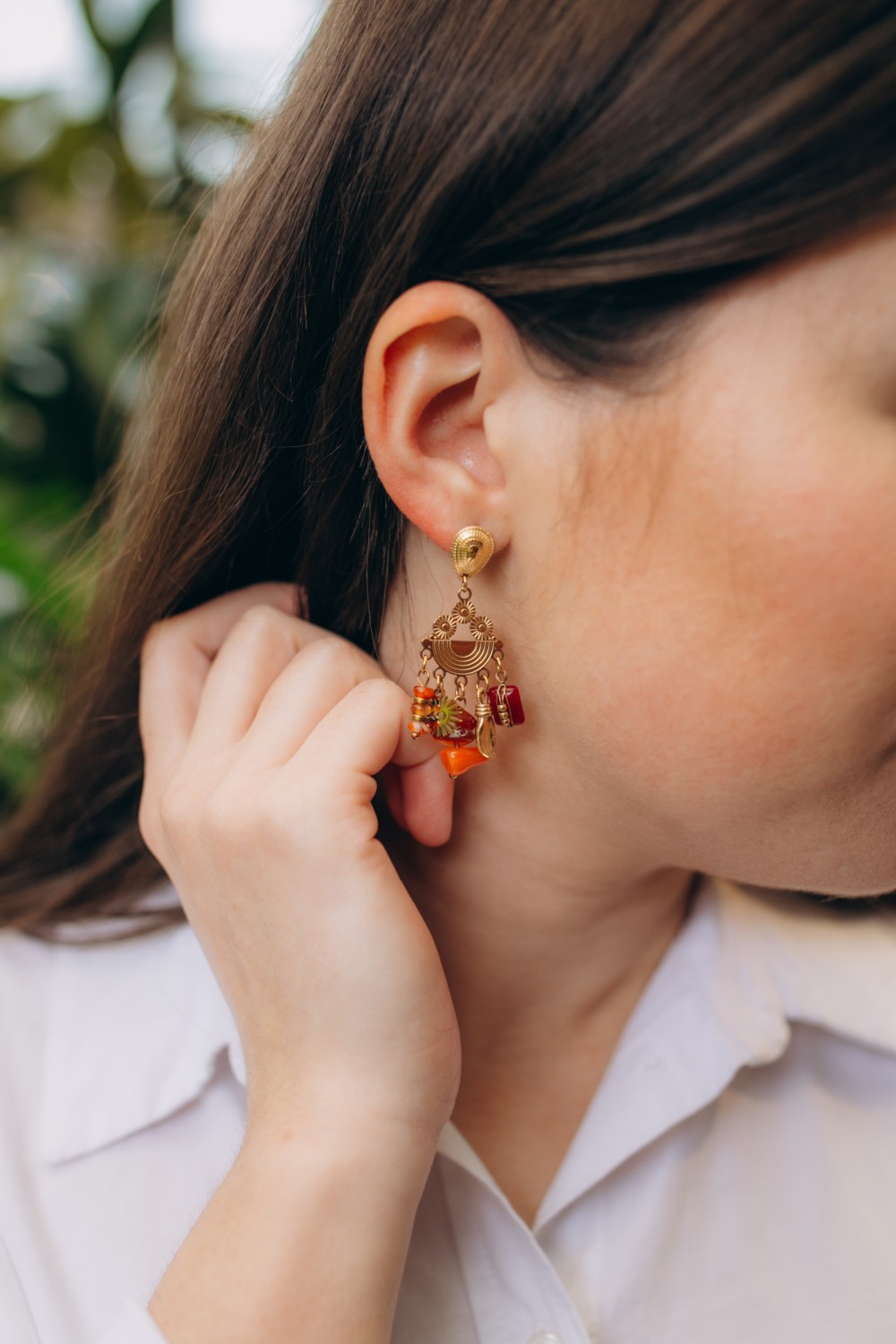 Pendientes de acero inoxidable con colgantes de piedra natural