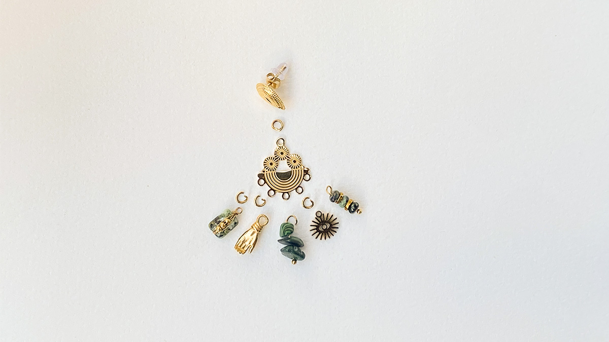 Pendientes de acero inoxidable con colgantes de piedra natural : Paso 2