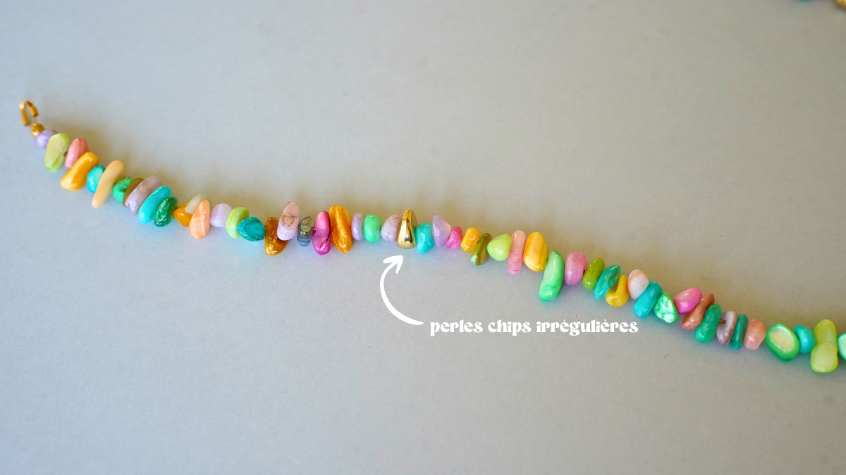 Collar de perlas multicolores y colgante de acero inoxidable : Paso 3