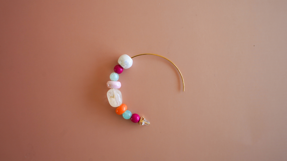 Pendientes con perlas de colores : Paso 5 Pendientes con perlas de colores : Paso 5