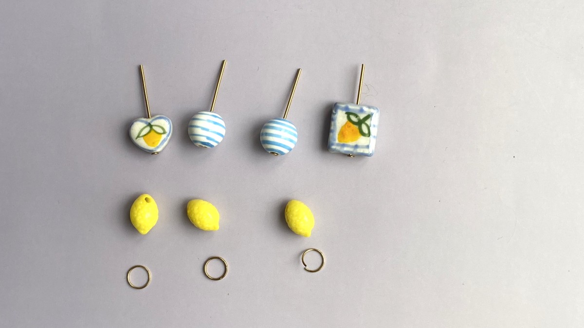 Collar de limones de acero inoxidable, con imitaciones de perlas y cuentas de cerámica : Paso 14