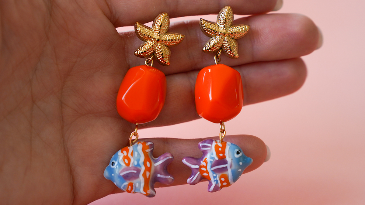 Pendientes colgantes de estrella de mar y pez : Paso 3